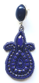 Ohrstecker oder -Clips versilbert marineblau; Soutache Blau-T&ouml;ne