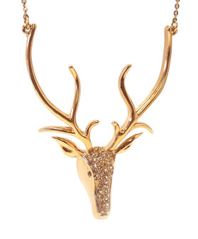 Hirsch Kette, gold und blassbrauner Strass