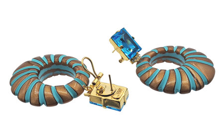 Baguette aqua mit Jumbo Ring in bronze und t&uuml;rkis