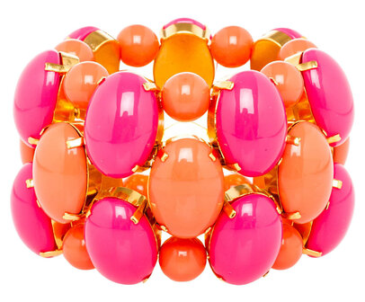 Armband 3-reihig  Koralin/Pink