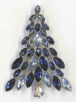 Weihnachtsbaum Brosche, blue navette
