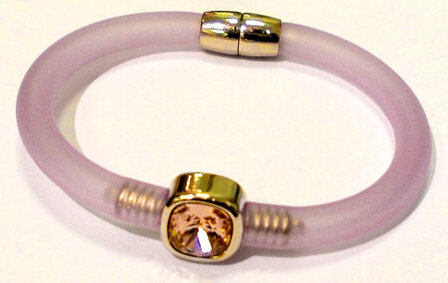 PVC-Armband, braun/ lt topaz Swarovski Stein