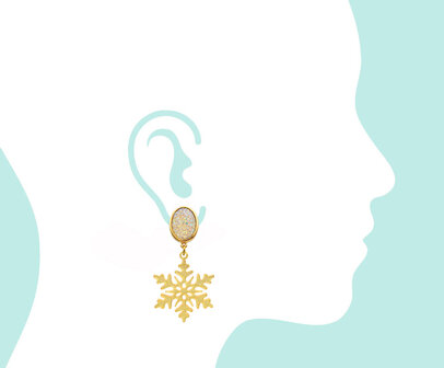 Ohrstecker mit Laser-Cut Schneeflocke goldfarbig
