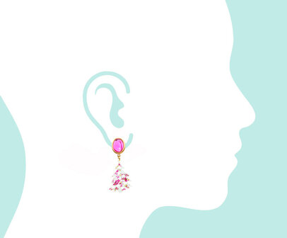 Ohrstecker mit Laser-Cut Baum transparent rosa und gold