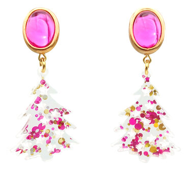 Ohrstecker mit Laser-Cut Baum transparent rosa und gold