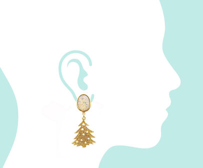 Ohrstecker mit Laser-Cut Baum goldflitter