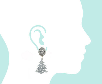 Ohrstecker mit Laser-Cut Baum silberflitter