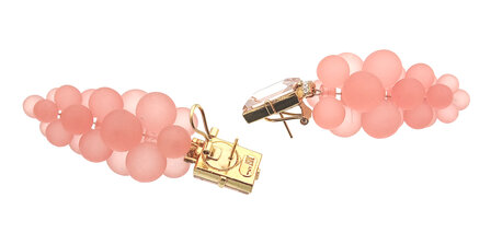 Glas-Baguette blasses apricot mit Trauben lang in matt rosa
