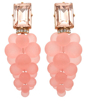 Glas-Baguette blasses apricot mit Trauben lang in matt rosa