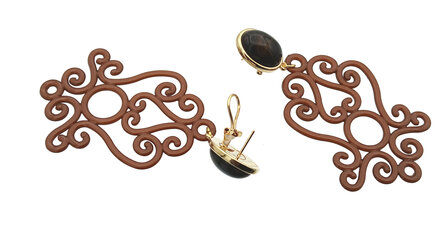 Ohrstecker mit Acryl-Ornament braun