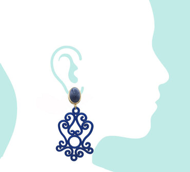 Ohrstecker mit Acryl-Ornament blau