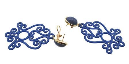 Ohrstecker mit Acryl-Ornament blau