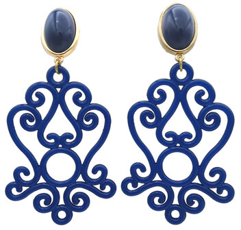 Ohrstecker mit Acryl-Ornament blau