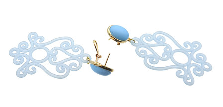 Ohrstecker mit Acryl-Ornament hellblau
