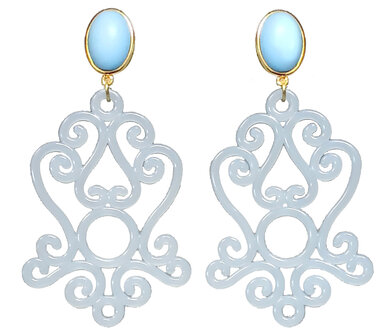Ohrstecker mit Acryl-Ornament hellblau