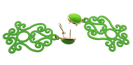 Ohrstecker mit Acryl-Ornament gras-gr&uuml;n