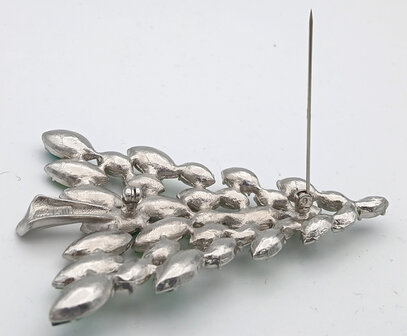 Weihnachtsbaum Brosche, blaue Glas-Navettes