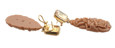  Octagon Ohrstecker mit Rosen lang, kamel