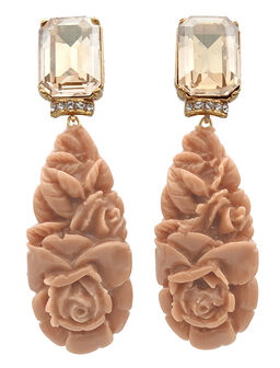  Octagon Ohrstecker mit Rosen lang, kamel