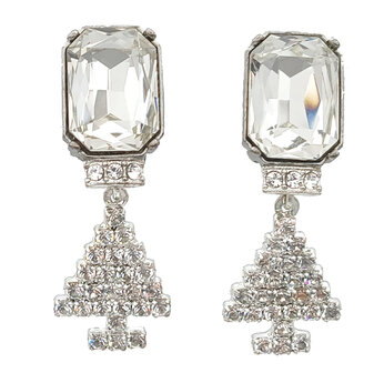 Ohrstecker mit Mini-Weihnachtsbaum farblos