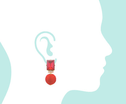 Glas-Baguette rot mit Garnkugel rot