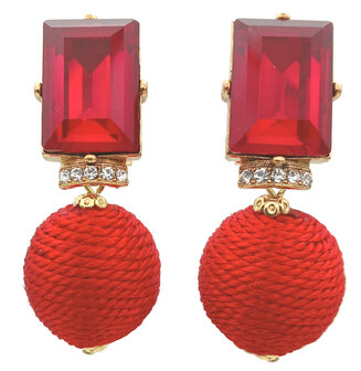 Glas-Baguette rot mit Garnkugel rot