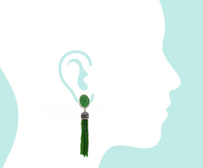 Ohrstecker mit Quaste in gr&uuml;n