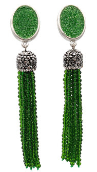 Ohrstecker mit Quaste in gr&uuml;n