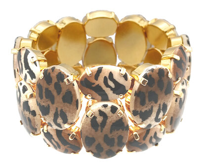 Armband 2-reihig, braun schwarz Tiger-Leo Optik, Animalprint