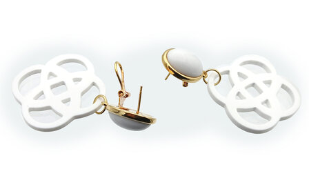 Ohrstecker wei&szlig; mit Knoten-Ornament Laser-Cut wei&szlig;