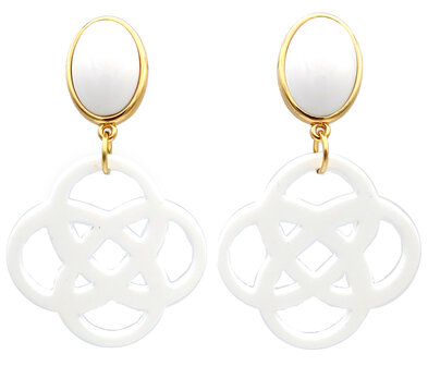 Ohrstecker wei&szlig; mit Knoten-Ornament Laser-Cut wei&szlig;