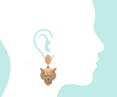 Ohrstecker mit goldfarbigem Tigerkopf