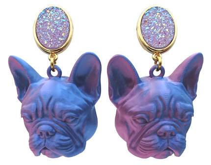 Ohrstecker mit 3D-Druck franz&ouml;sische Bulldogge