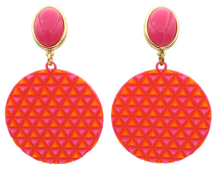 Ohrstecker mit pink-orange Scheibe in 3D-Druck