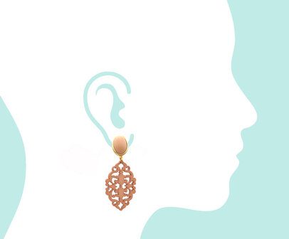 Ohrstecker mit Laser-Cut Mandel-Ornament hellbraun