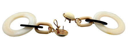 Ohrstecker beige-schwarz und beige Jumbo Ring