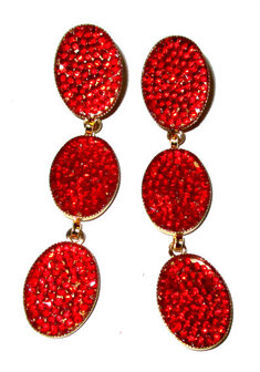 3-er Behang oval - mit metallglanz Glas-Kristallen