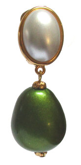 Cabochon jade mit Watteperle in gr&uuml;n