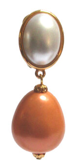 Cabochon in wachswei&szlig; mit Watteperle in bronze