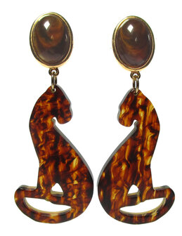 brauner Cabochon mit Behang Leopard braun