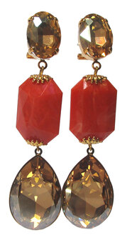  Ohrstecker mit Cabochon, Octagon und mehrfarbigen Glas-Tropfen