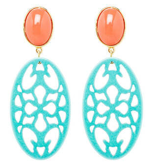 Laser-Cut Oval koralle an pink Cabochon