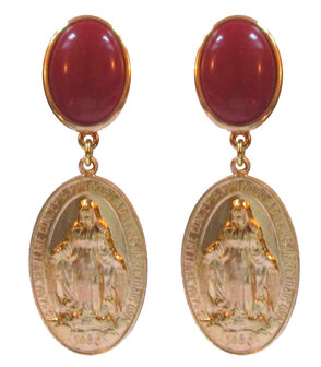 Medaille mit Darstellung Maria an weinrotem Cabochon