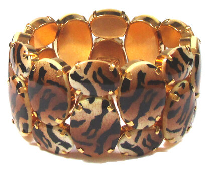 Armband 2-reihig, braun schwarz Tiger Optik, Animalprint