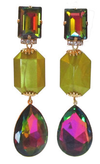  Ohrstecker mit Cabochon, Octagon und mehrfarbigen Glas-Tropfen
