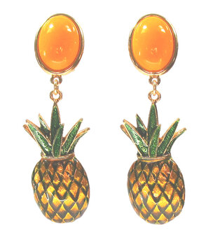 Behangstecker oder -Clips - Ananas am senfgelben Cabochon