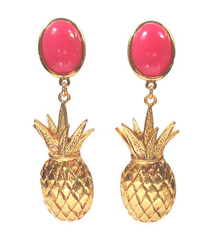 Behangstecker oder -Clips - Ananas an pink Cabochon