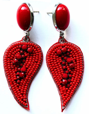 Ohrstecker rot; Soutache Ornament