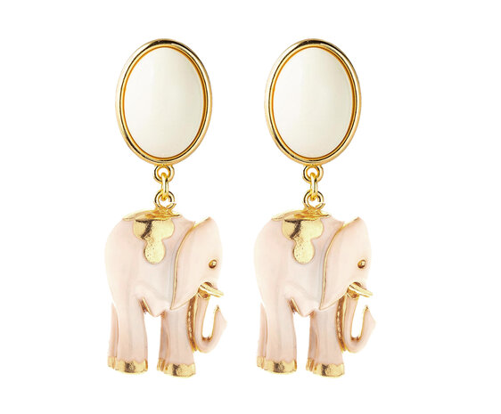 Ohrstecker oval pink mit Elefant in pink