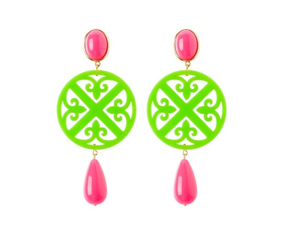 Laser cut, Neon grün/ pink drop